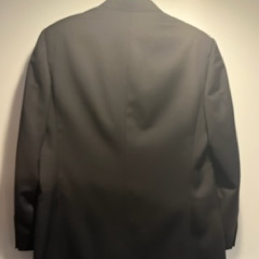 Canali Suit Jacket. Solid Black Wool Three Button. - image 5